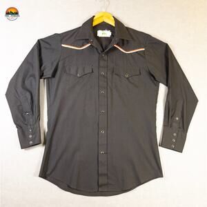 Mesquite Snap-Up Shirt Black Long Sleeve Collared Western Men's Size 15.5-33